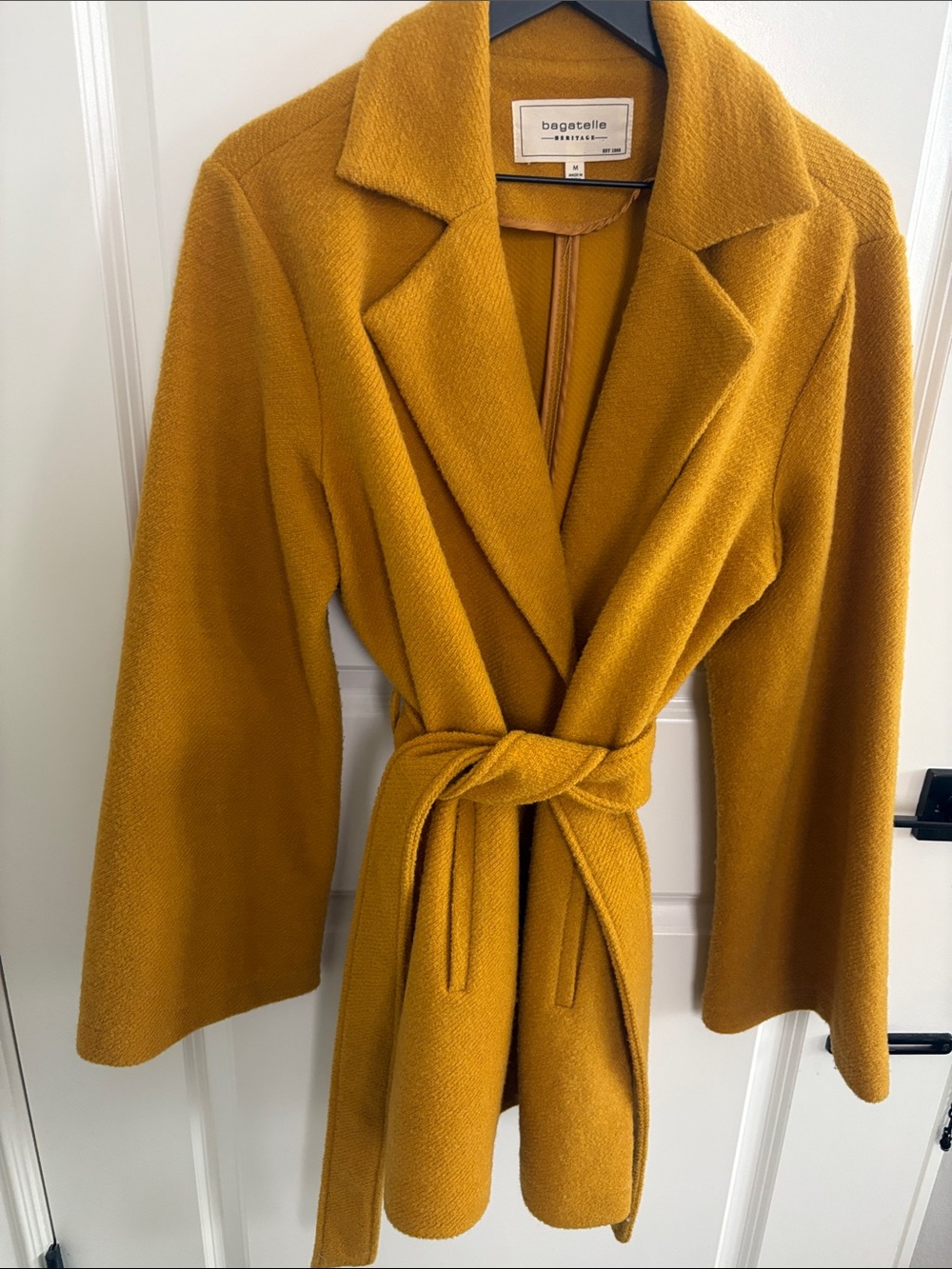 bagatelle Mustard Wool-Blend Belted Trench Coat
Worn two times.